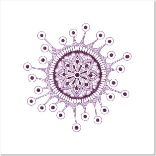 Virus Mandala (magenta) Posters and Art